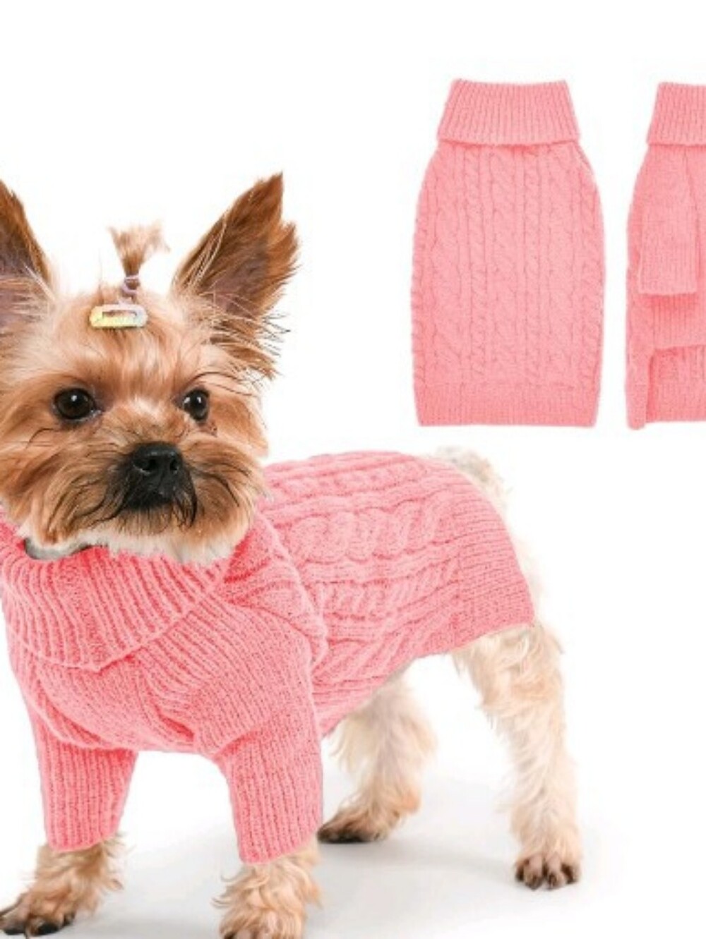 Lorehelina Cable Knit Dog Sweater. XS Lilac and White NWT